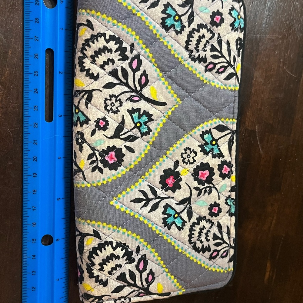 Vera Bradley Gray Floral Quilted Wallet